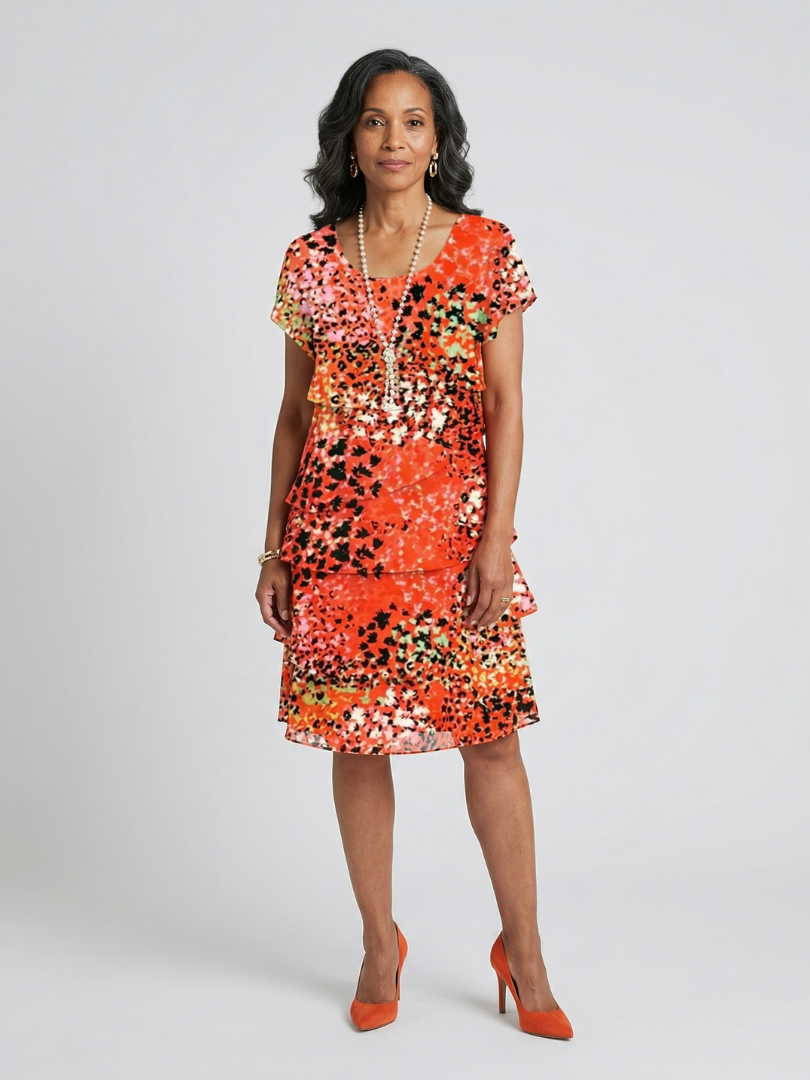 Evania | Speckled Tier Knee Length Dress