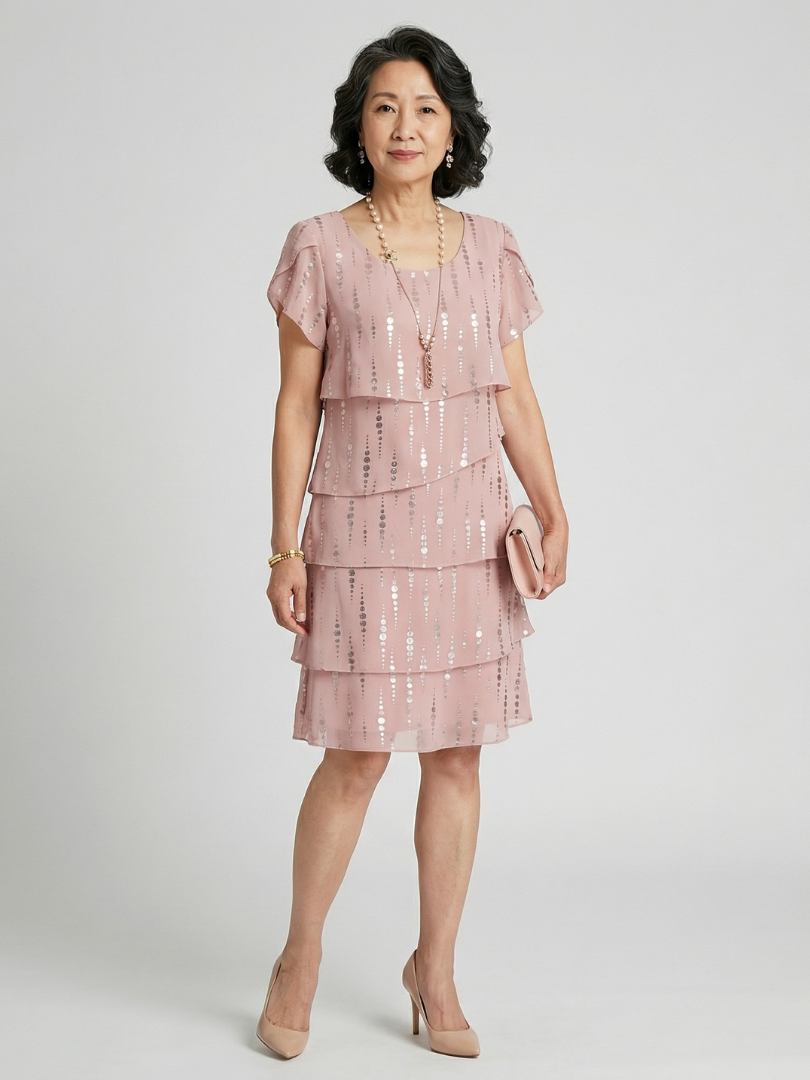 Makena | Poised Dot Line Knee Length Dress