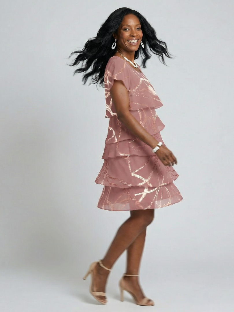 Hoku | Poised Abstract Knee Length Dress