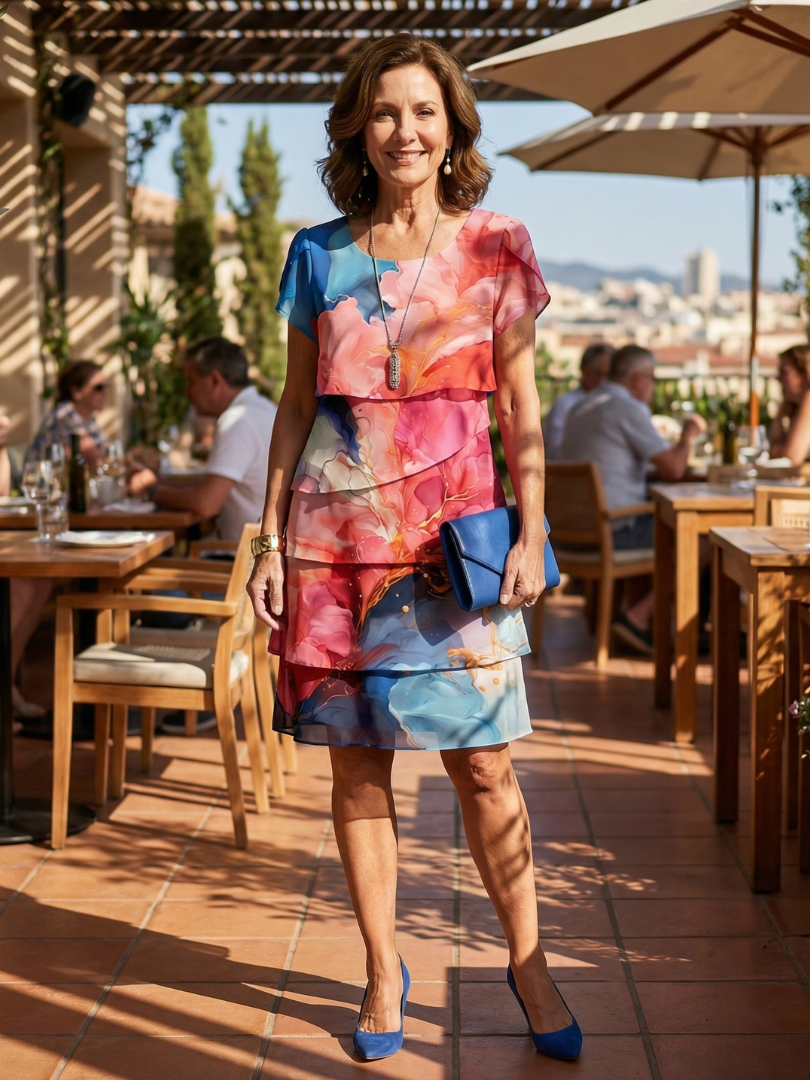 Mira | Poised Marble Knee Length Dress