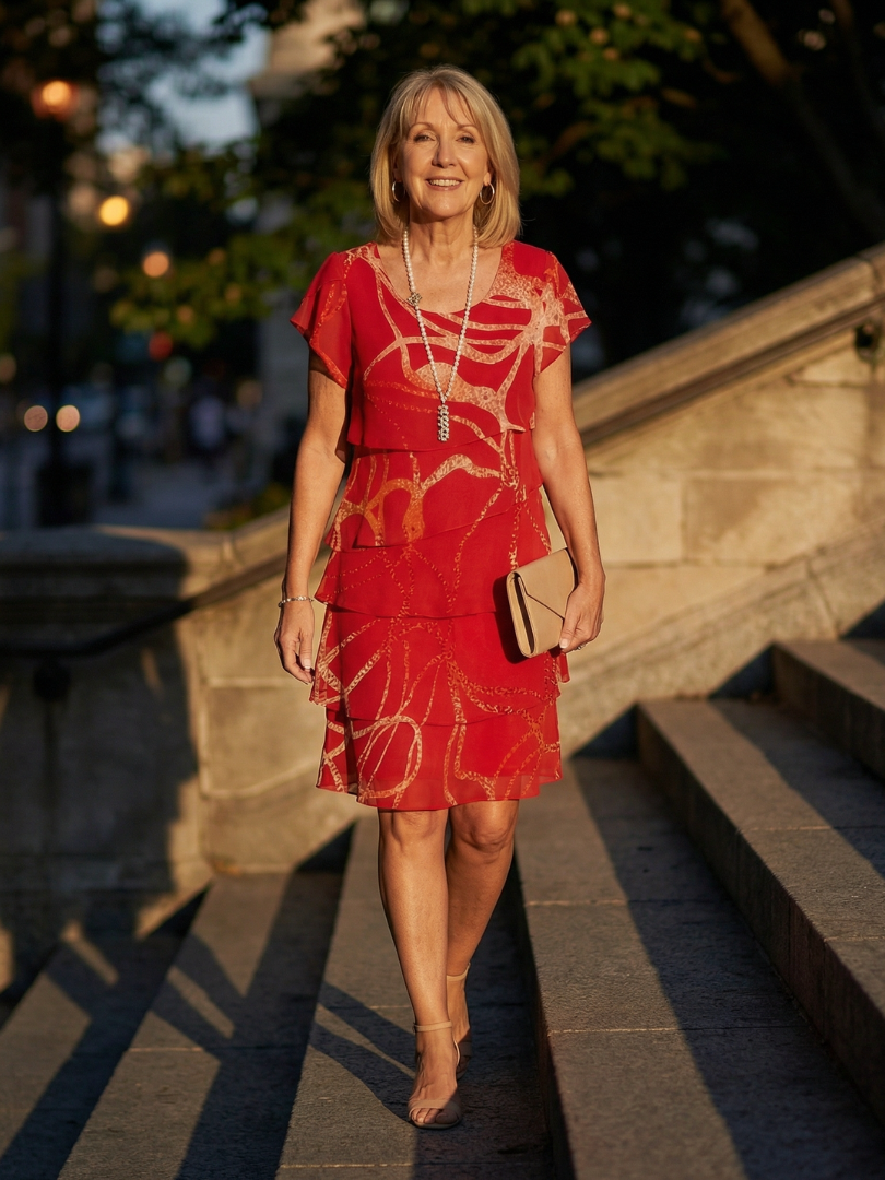 Nora | Soft Abstract Knee Length Dress