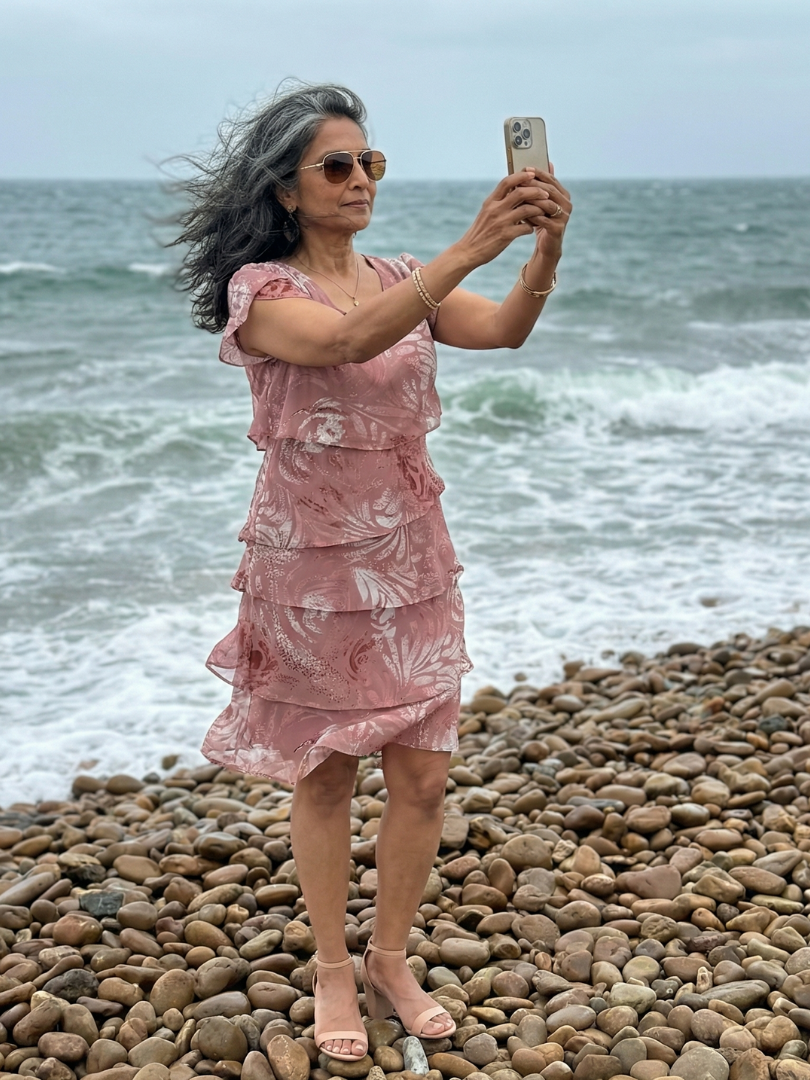 Aria | Soft Motif Tier Knee Length Dress