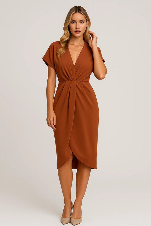 Draped Dress for Women | Wrap Look with Short Sleeves