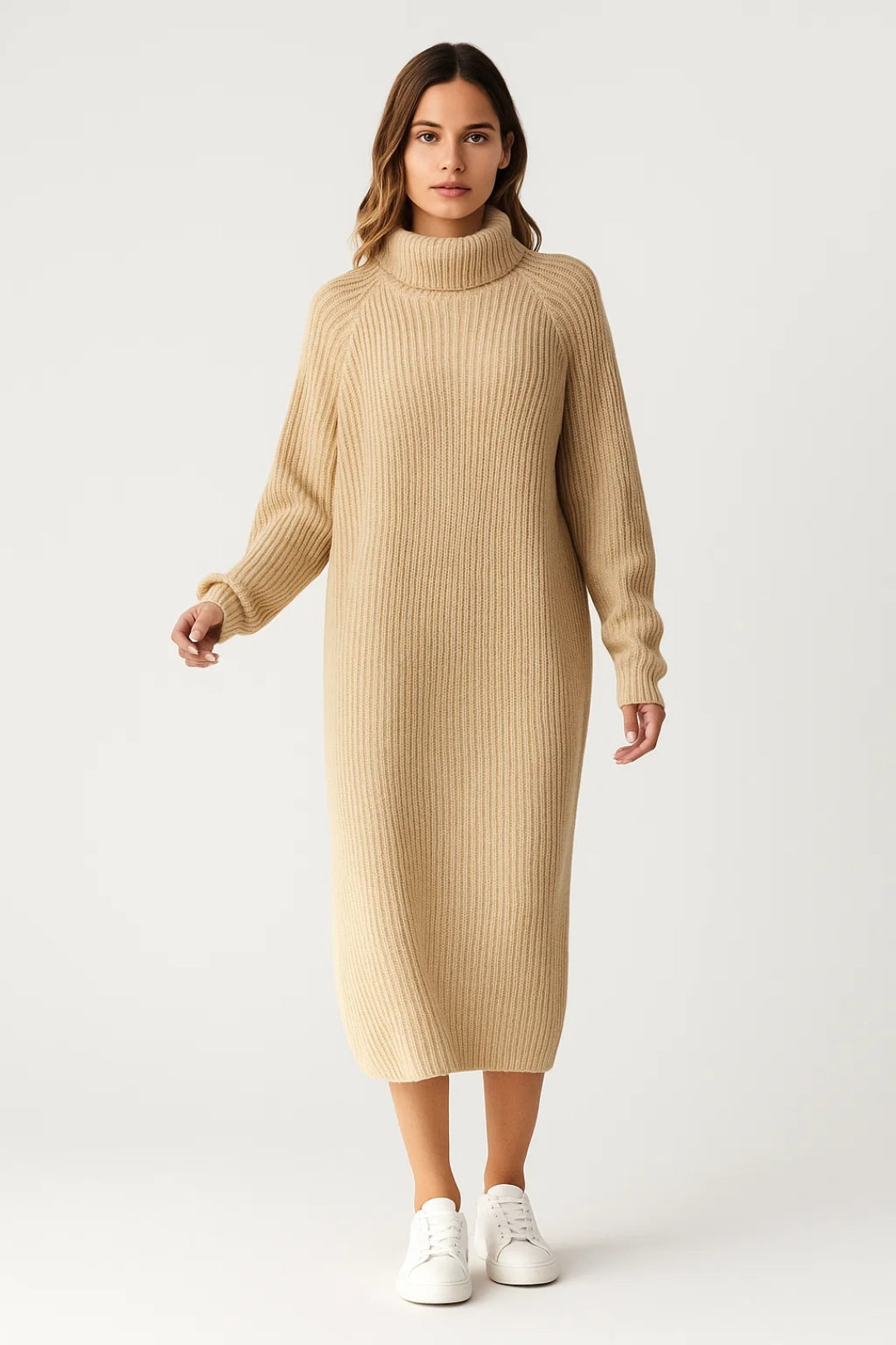 Ladies Dress | Elegant Midi | Turtleneck