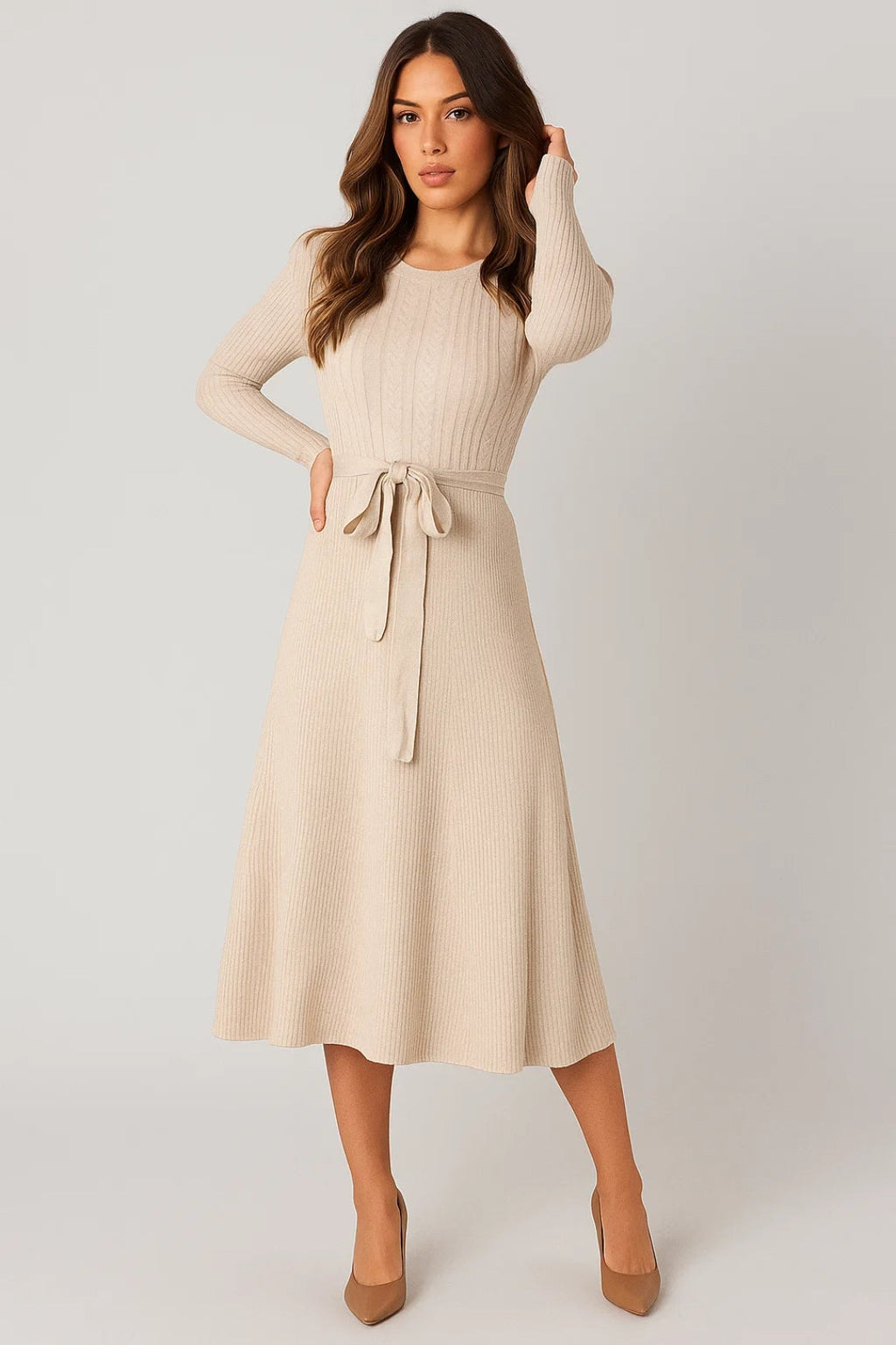 Ladies Dress | Knitted Tailored | With Belt