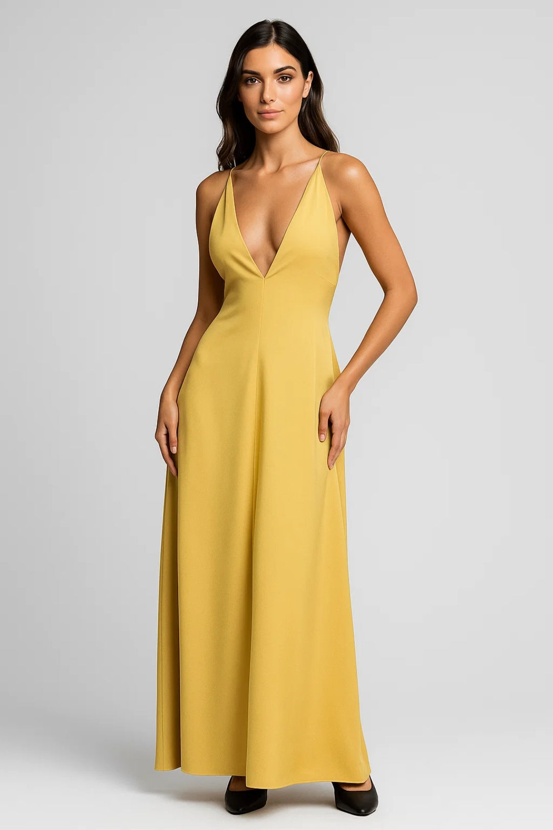 Ladies Dress | Elegant Maxi | Deep V-Neck