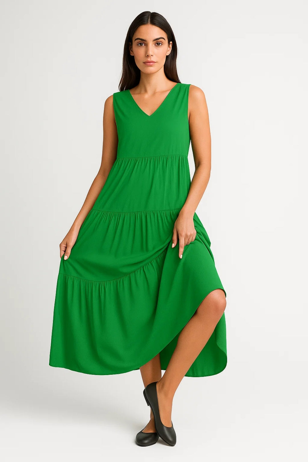 Ladies Dress | Elegant Midi | V-Neck